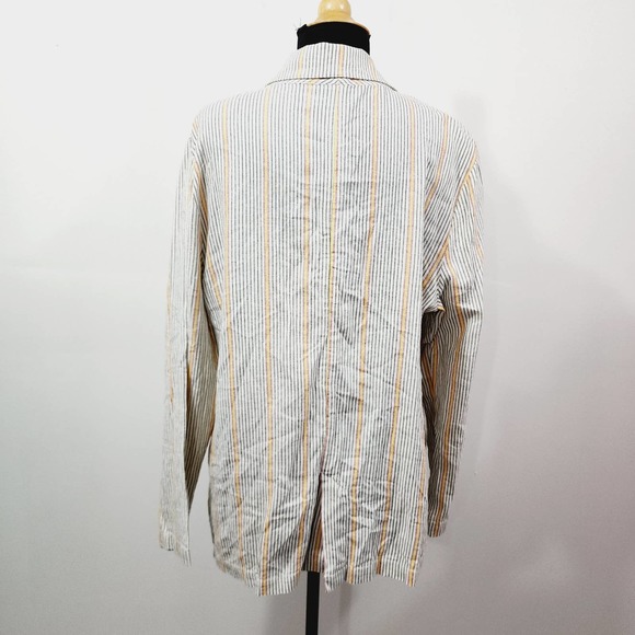 Wild Fable Ivory Double-Breasted Vertical Striped Linen Short Suit Plus Size XXL - Picture 10 of 16